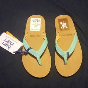Hari Mari Tan & Teal Sandals size 7 BNWT